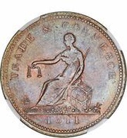 ½ Penny Token Field Marshal Wellington, Canada, 1811 reverse image