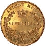 1 Sovereign - Victoria Pattern, Australia, 1853 reverse image