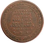 ½ Penny Wellington Peninsular token to Salamanca, Canada, 1812 reverse image