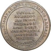 ½ Penny Wellington Peninsular token to Madrid, Canada, 1812 reverse image