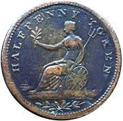 ½ Penny Token Field Marshal Wellington - Small legend letters, Canada, 1813 reverse image