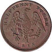 ½ Penny - imitation Britannia and Eagle, Canada, 1813-1815 reverse image