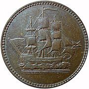 ½ Penny Wellington Waterloo - ship design obverse image