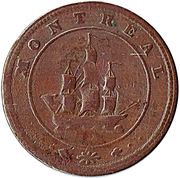 ½ Penny - Montreal bust and ship token, Canada, 1816 reverse image