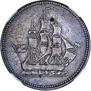 ½ Penny Sailing Ship Design - R.W. Owen Ropery obverse image
