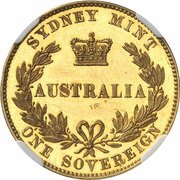 1 Sovereign - Victoria Pattern, Australia, 1856 reverse image