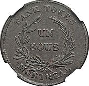 1 Sous Bank of Montreal - "Bank TOKEN", Canada, 1835 reverse image