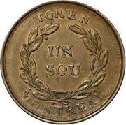 1 Sou Belleville - 16 cherry leaves / 7 shamrocks, Canada, 1835-1838 reverse image