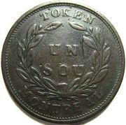 1 Sou Belleville - 18 cherry leaves / 1 shamrock, Canada, 1835-1838 reverse image