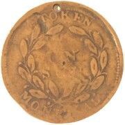 1 Sou Belleville - 18 cherry leaves / 2 shamrocks, Canada, 1835-1838 reverse image