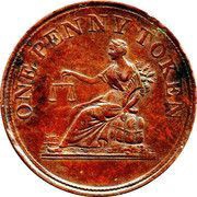 1 Penny token Thomas Halliday reverse image