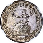 1 Penny Token Field Marshal Wellington, Canada, 1813 reverse image