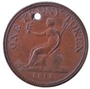 1 Penny Token Wellington Peninsular token to Vittoria, Canada, 1813 reverse image