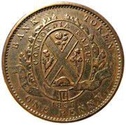 1 Penny / 2 Sous City Bank, Canada, 1837 reverse image
