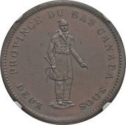 1 Penny / 2 Sous Bank of Montreal obverse image