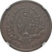 1 Penny / 2 Sous Bank of Montreal, Canada, 1837 reverse image