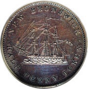 ½ Penny Token - Victoria, Canada, 1843 reverse image