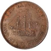 ½ Penny Currency - Victoria, Canada, 1854 reverse image