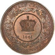 ½ Cent - Victoria, Canada, 1861 reverse image
