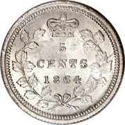 5 Cents - Victoria, Canada, 1862-1864 reverse image