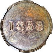 ½ Penny - Sailing Ship design, Canada, 1858 reverse image