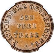 ½ Penny - Responsible Government and Free Trade, Canada, 1860 reverse image