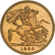 1 Sovereign - George V Enhanced portrait, Australia, 1929-1931 reverse image