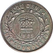 1 Cent - Victoria Pattern, Canada, 1865 reverse image