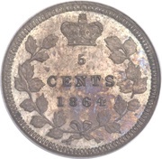5 Cents - Victoria Pattern, Canada, 1864 reverse image
