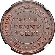 ½ Penny Trade and Navigation Token, Canada, 1812-1813 reverse image
