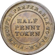 ½ Penny For general accommodation, Canada, 1813 reverse image