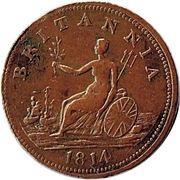 ½ Penny - Halifax Captain Broke short bust - Britannia, Canada, 1814 reverse image