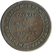 ½ Penny Payable by Miles W. White, Canada, 1815 reverse image