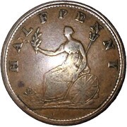½ Penny Genuine British Copper, Canada, 1815 reverse image