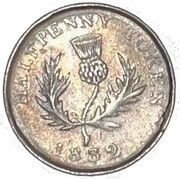 ½ Penny Token - George IV counterfeit, Canada, 1832 reverse image