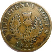 ½ Penny - Victoria, Canada, 1843 reverse image