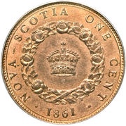 1 Cent - Victoria Pattern, Canada, 1861 reverse image
