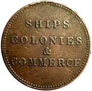 ½ Penny Ships, colonies and commerce - round knob ampersand, Canada,  reverse image