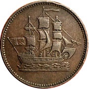 ½ Penny Ships colonies and commerce - club knob ampersand obverse image