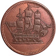 ½ Penny Ships colonies and commerce - Bar ampersand obverse image