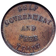 ½ Penny Prince Edward island - Self government and free trade, Canada, 1857 reverse image