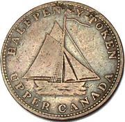 ½ Penny Sloop Token - Commercial Change, Shovels/Anvil obverse image