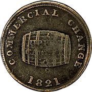 ½ Penny Sloop Token - Commercial Change, Cask, Canada, 1821 reverse image