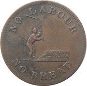 ½ Penny - Perrins Bros speed the Plough - No labour, No bread obverse image