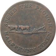 ½ Penny - Perrins Bros speed the Plough - No labour, No bread reverse image