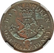 ½ Penny - Bank of Upper Canada, Canada, 1850-1857 reverse image
