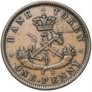 1 Penny - Bank of Upper Canada, Canada, 1850-1857 reverse image
