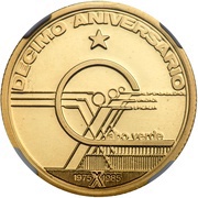 10 Escudos Independence; Gold, Cape Verde, 1985 reverse image