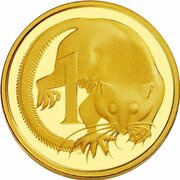 1 Cent - Elizabeth II 4th Portrait - Australian Miniature Money Gold Proof, Australia, 2012 reverse image
