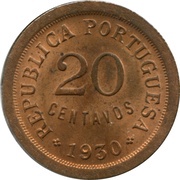 20 Centavos, Cape Verde, 1930 reverse image